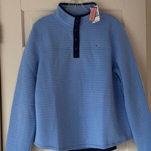 NWT VINEYARD VINES BLUE QUILTED 1/4 SNAP L